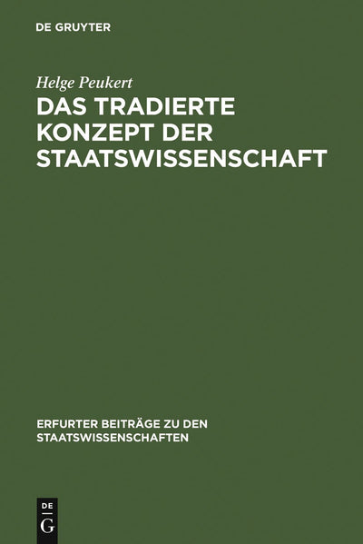 Cover image for Das tradierte Konzept der Staatswissenschaft, isbn: 9783899492170