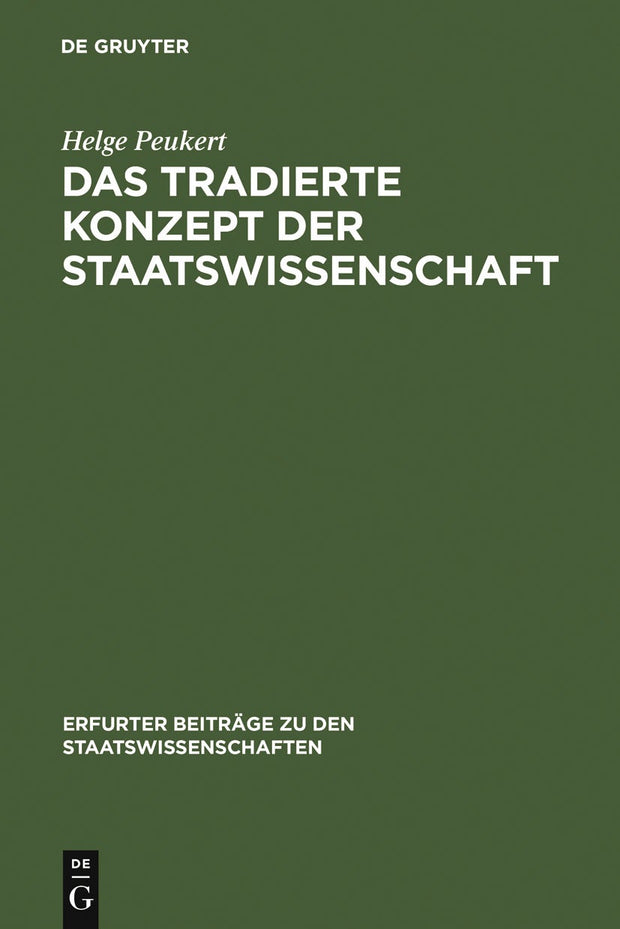 Cover image for Das tradierte Konzept der Staatswissenschaft, isbn: 9783899492170