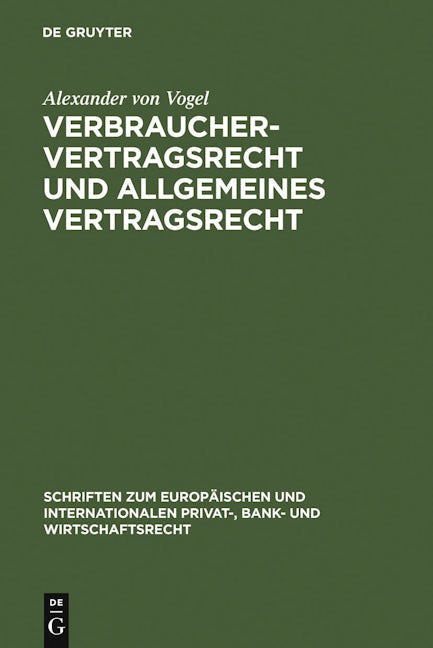 Book cover image for Verbrauchervertragsrecht und allgemeines Vertragsrecht ISBN: 9783899493047