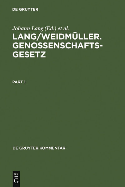 Cover image for Lang/Weidmüller. Genossenschaftsgesetz, isbn: 9783899493504