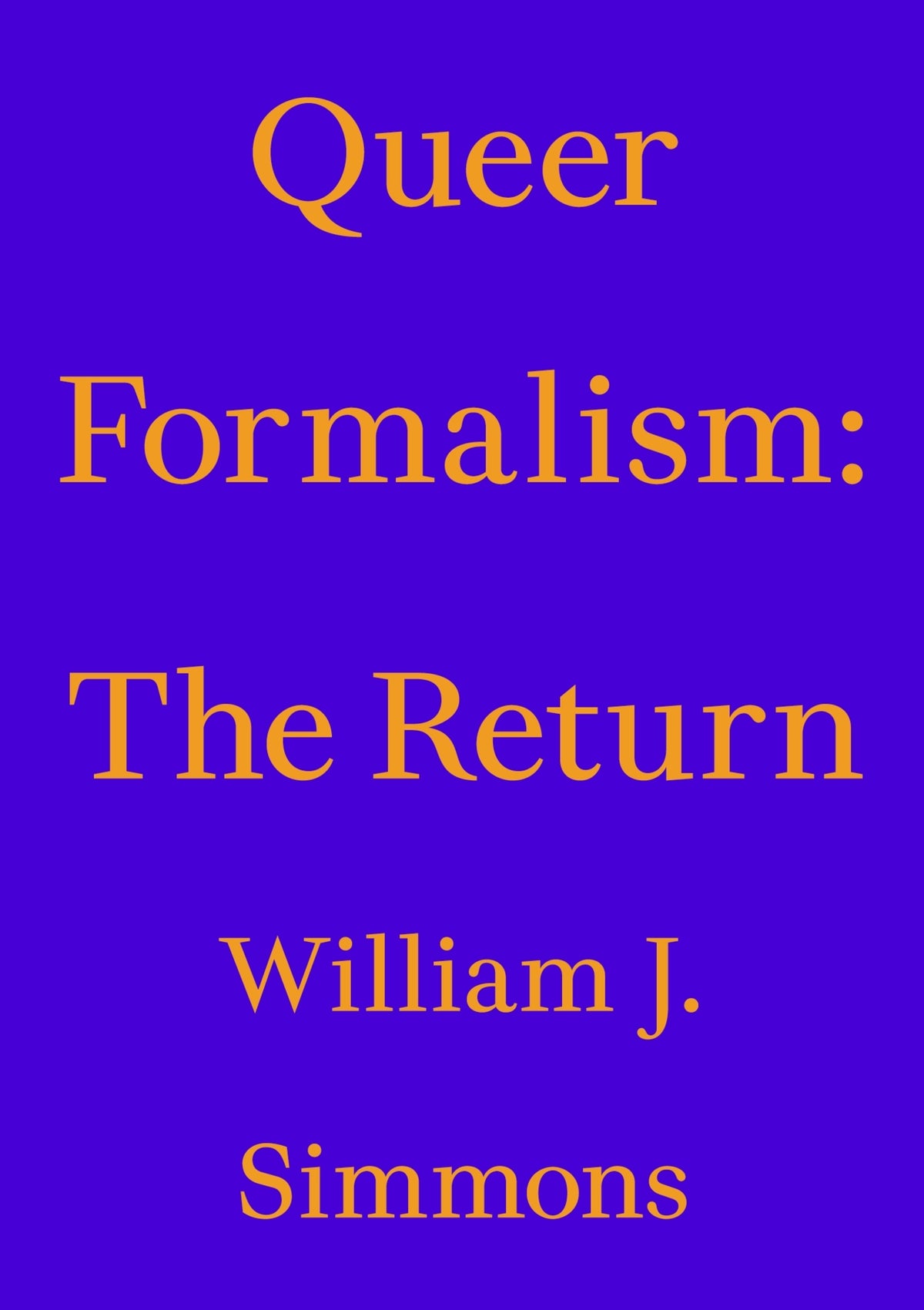 Cover image for Queer Formalism: The Return ISBN 9783982389400