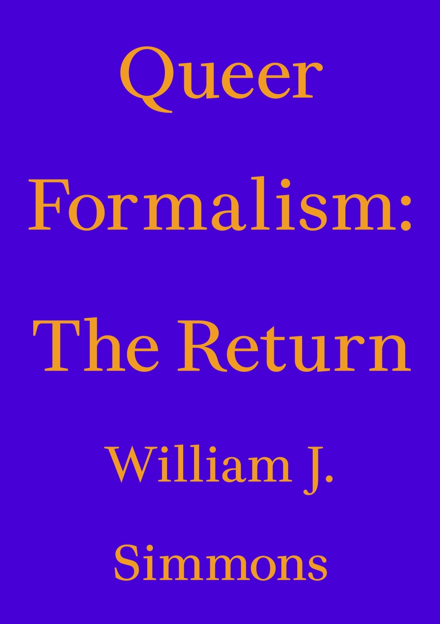 Cover image for Queer Formalism: The Return ISBN 9783982389400