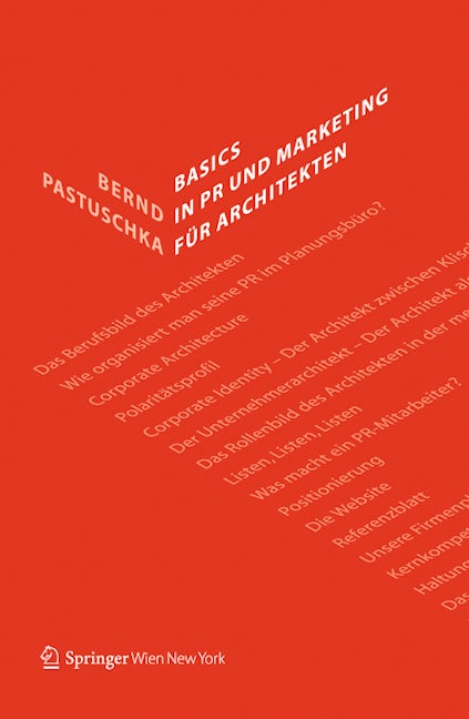 Book cover image for Basics in PR und Marketing für Architekten ISBN: 9783990435182