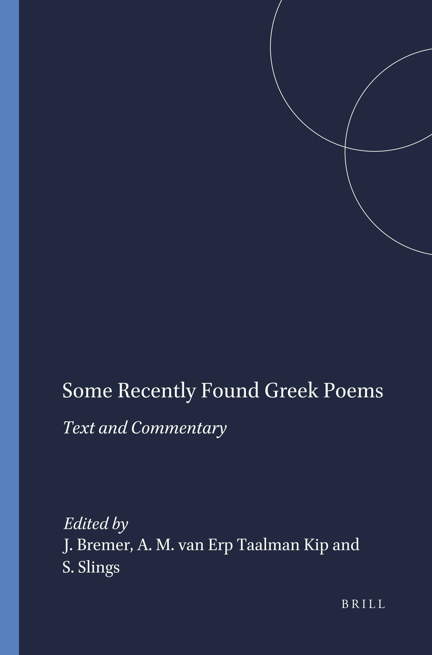 Book cover image for Some Recently Found Greek Poems ISBN: 9789004083196