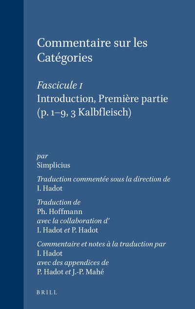 Cover image for Commentaire sur les Catégories, isbn: 9789004090156