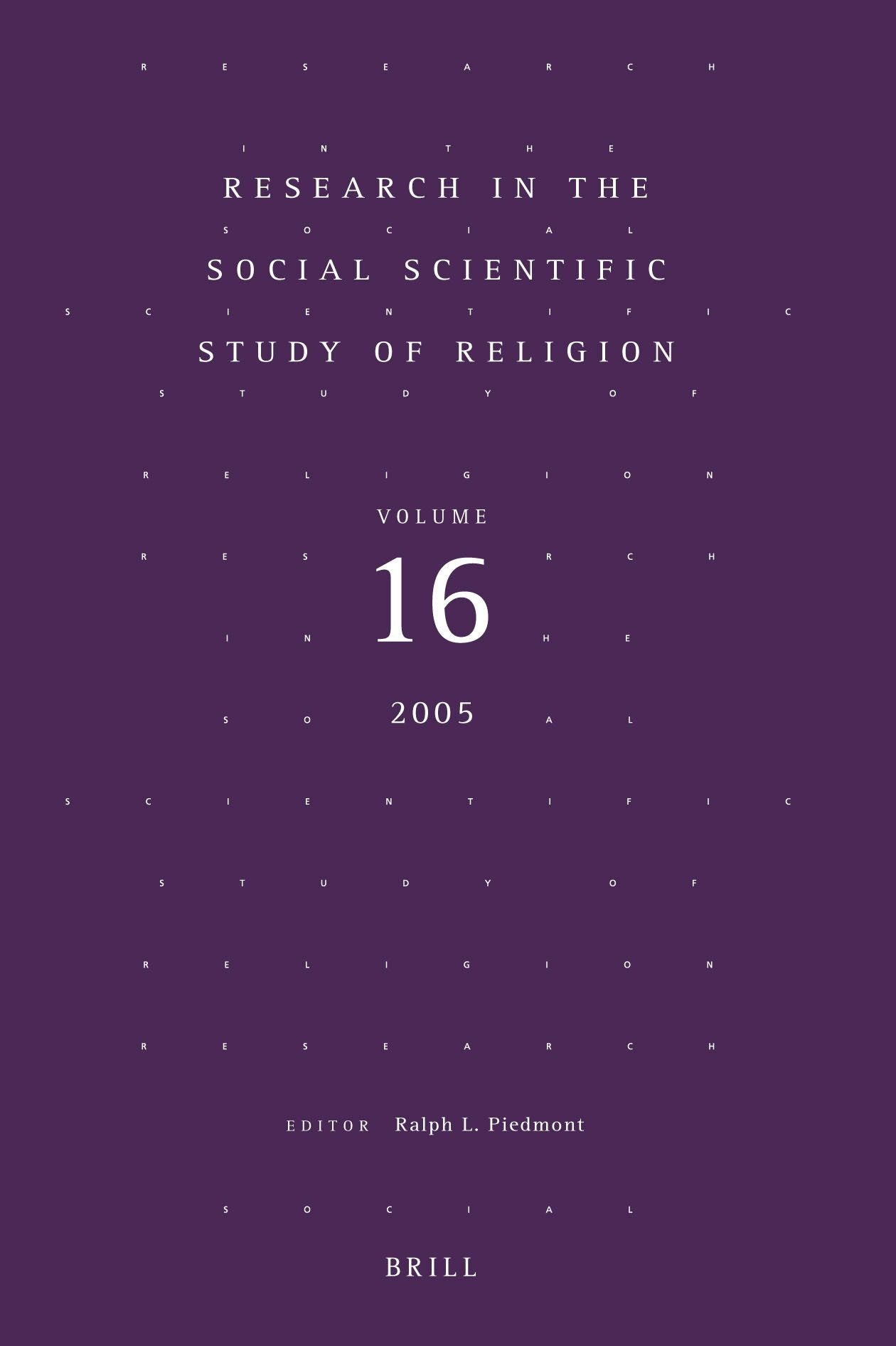 Book cover image for Research in the Social Scientific Study of Religion, Volume 16 ISBN: 9789004147409