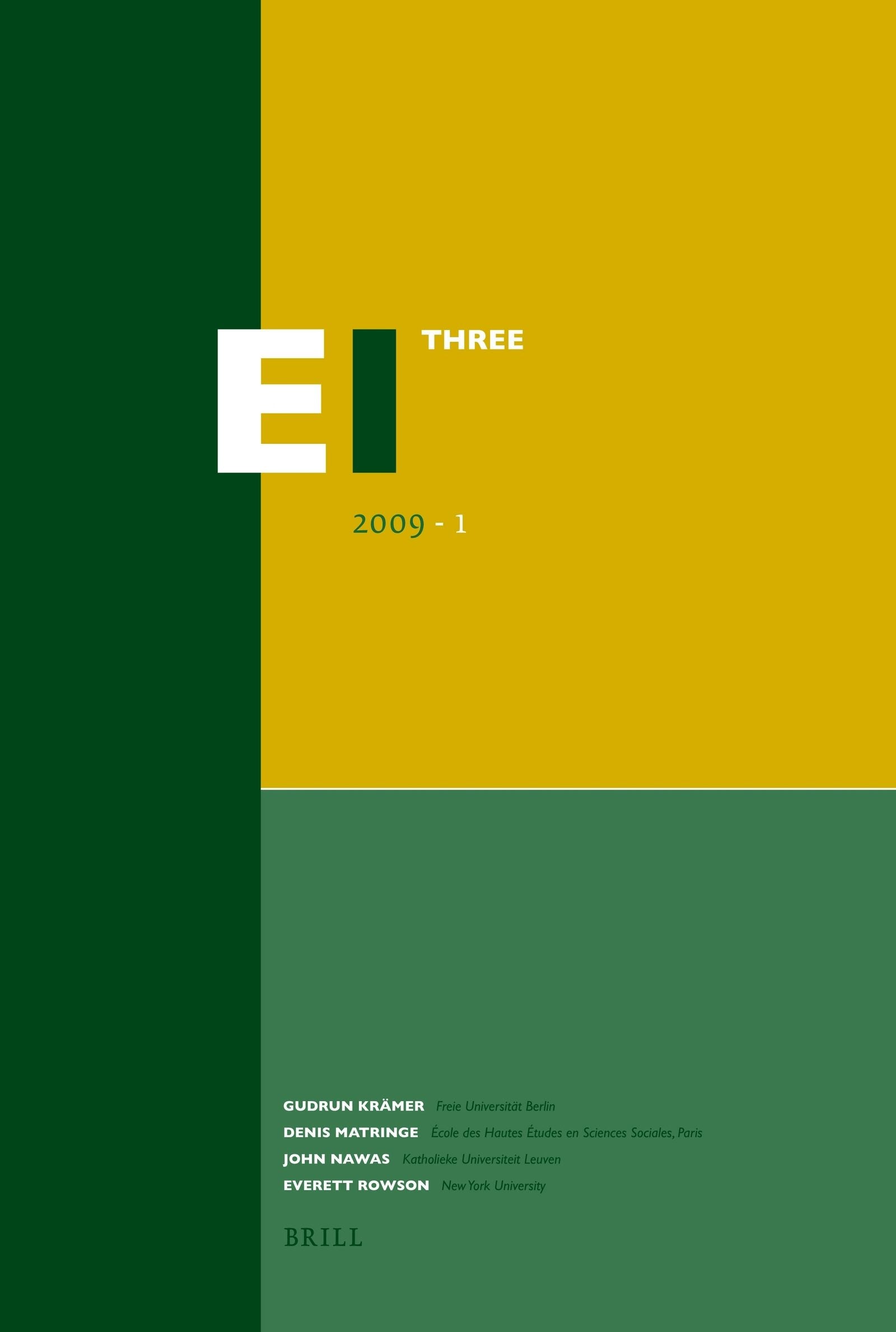 Book cover image for Encyclopaedia of Islam - Three 2009-1 ISBN: 9789004178526