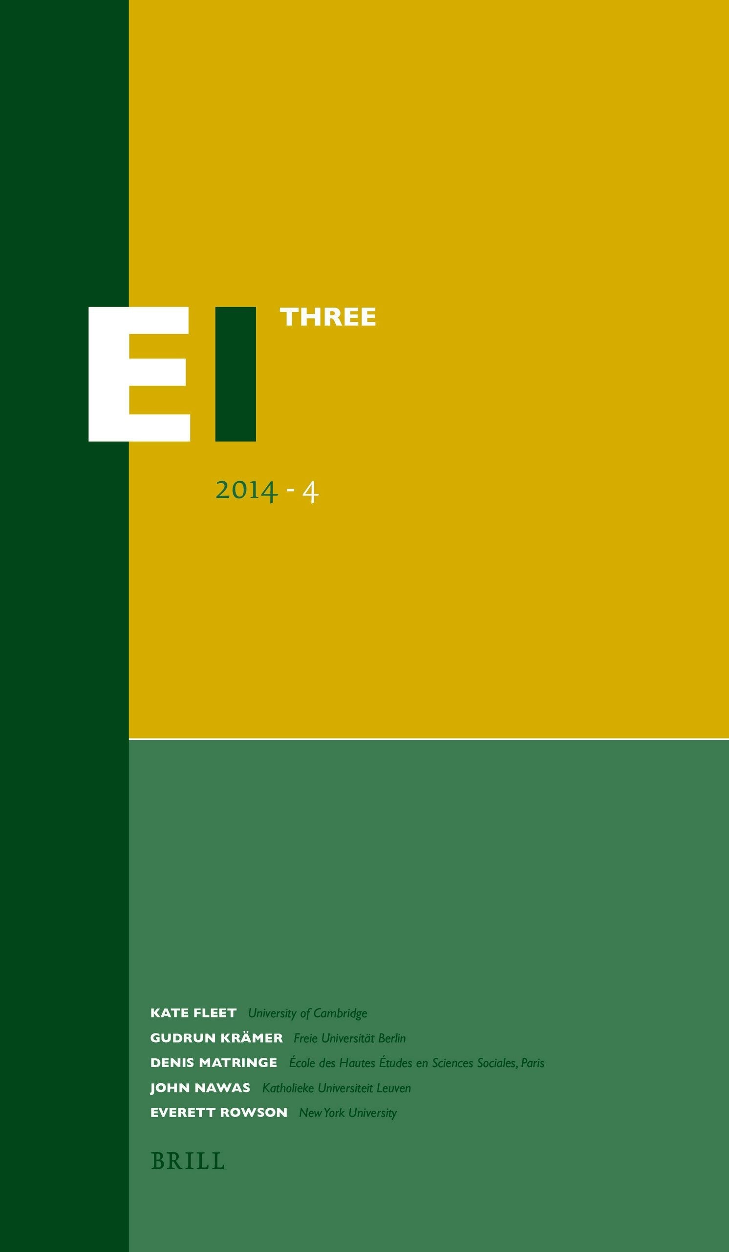 Book cover image for Encyclopaedia of Islam - Three 2014-4 ISBN: 9789004269637