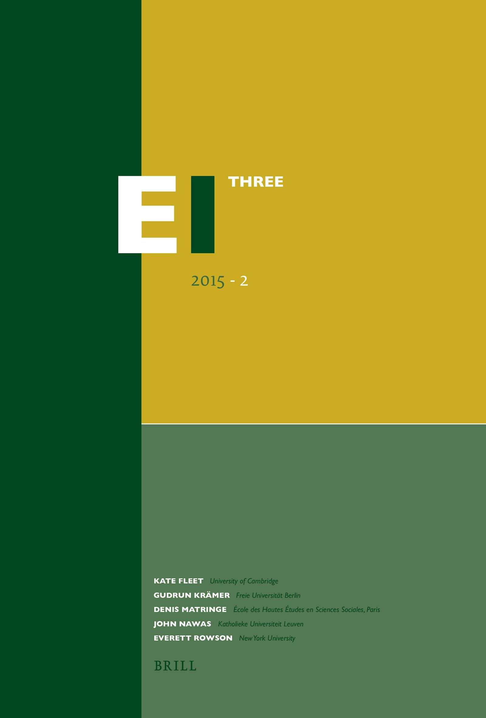 Book cover image for Encyclopaedia of Islam - Three 2015-2 ISBN: 9789004282117