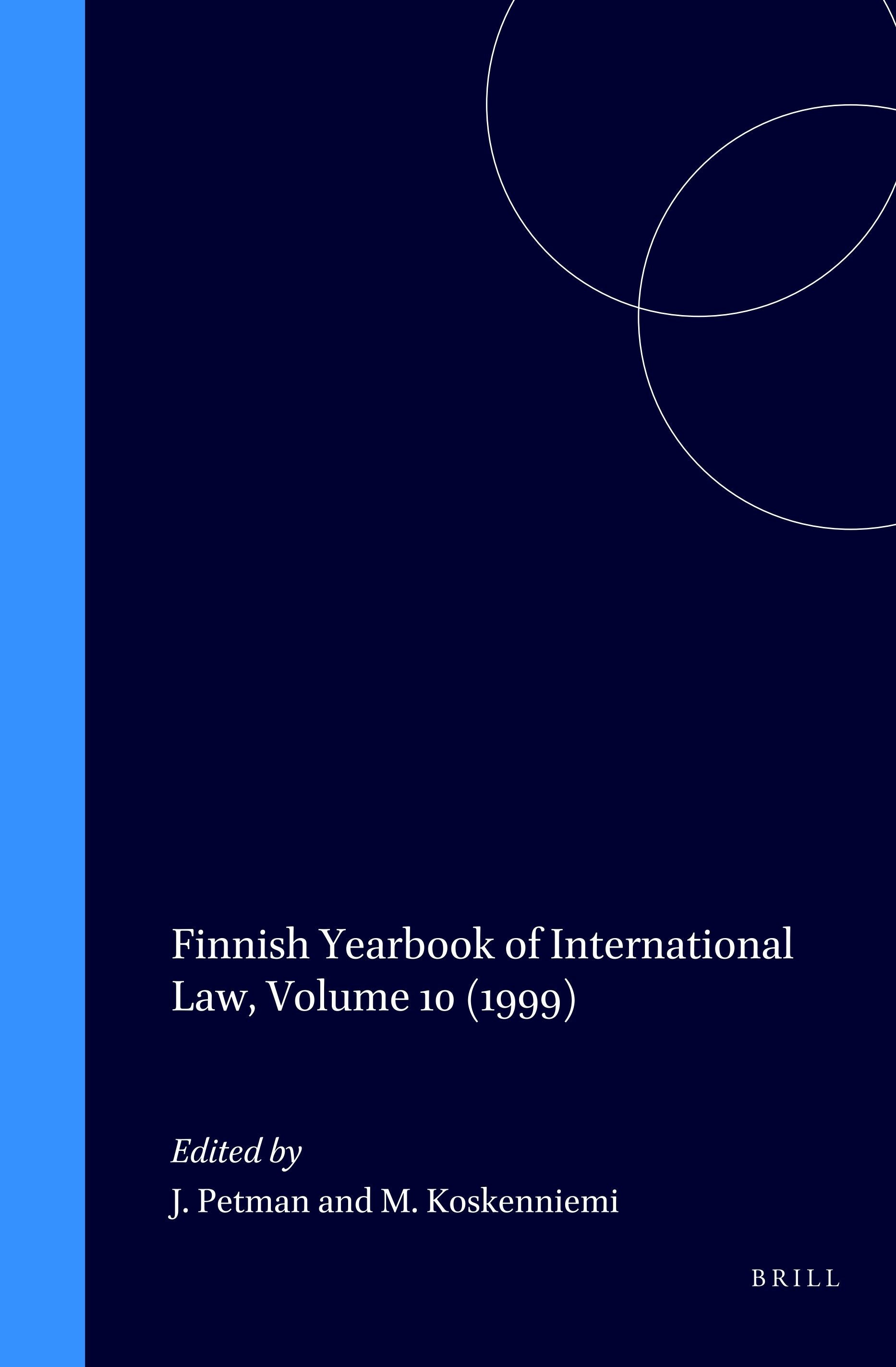 Book cover image for Finnish Yearbook of International Law, Volume 10 (1999) ISBN: 9789041117922