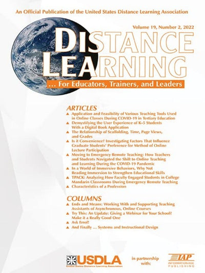 Cover image for Distance Learning Vol 19 Issue 2, isbn: 9798887300788