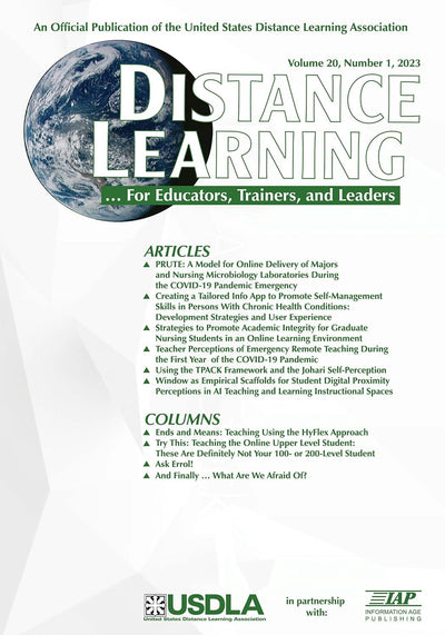 Cover image for Distance Learning Vol 20 Issue 1, isbn: 9798887303901
