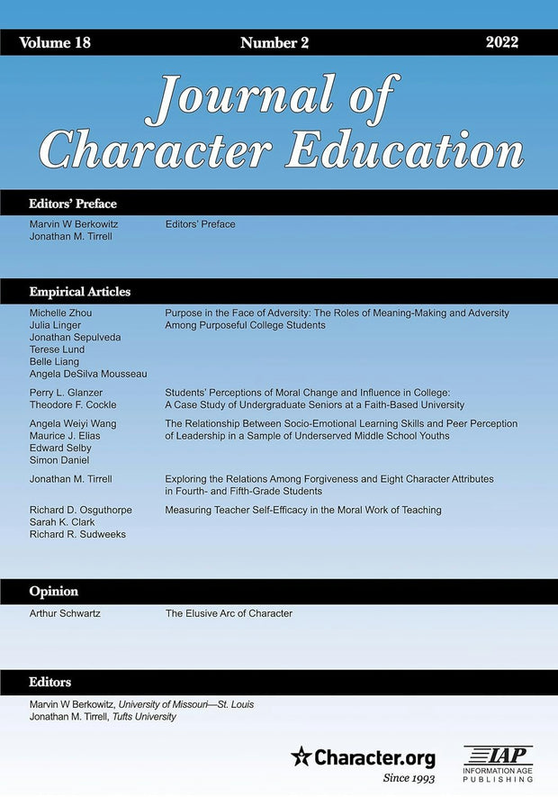 Cover image for Journal of Character Education Vol 18 Issue 2, isbn: 9798887304779