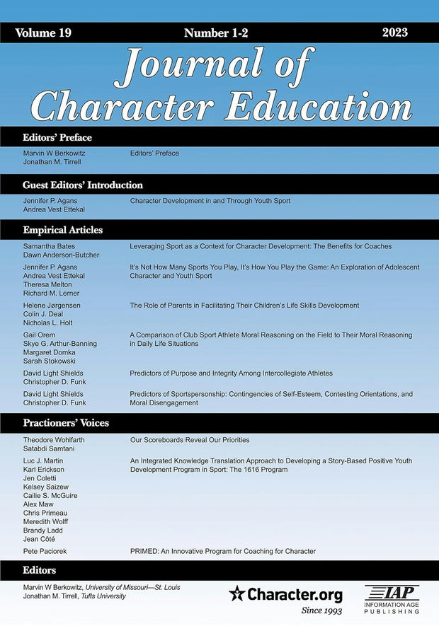 Cover image for Journal of Character Education Vol 19 Issue 1 & 2, isbn: 9798887306377