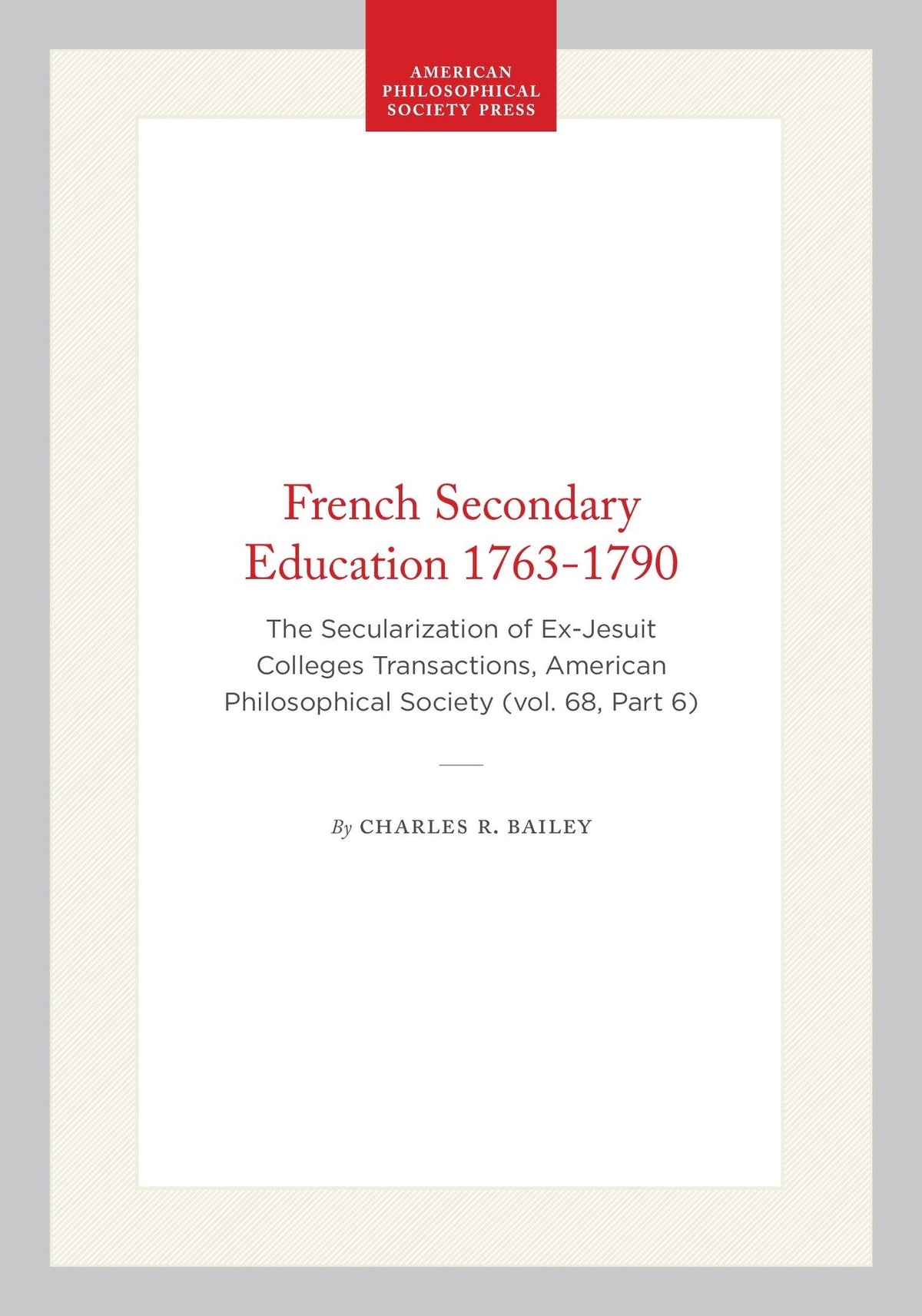 Cover image for French Secondary Education 1763-1790 ISBN 9798893980837