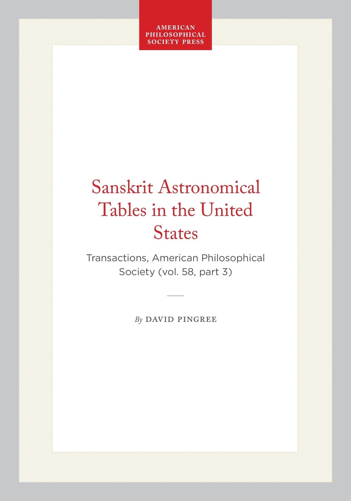 Sanskrit Astronomical Tables in the United States