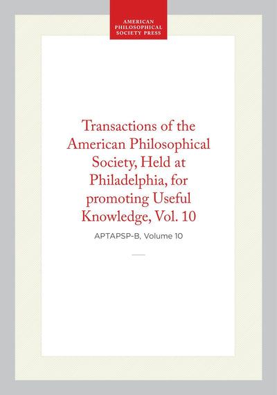 Cover image for Transactions of the American Philosophical Society, Vol 10, 1853, isbn: 9798893984521