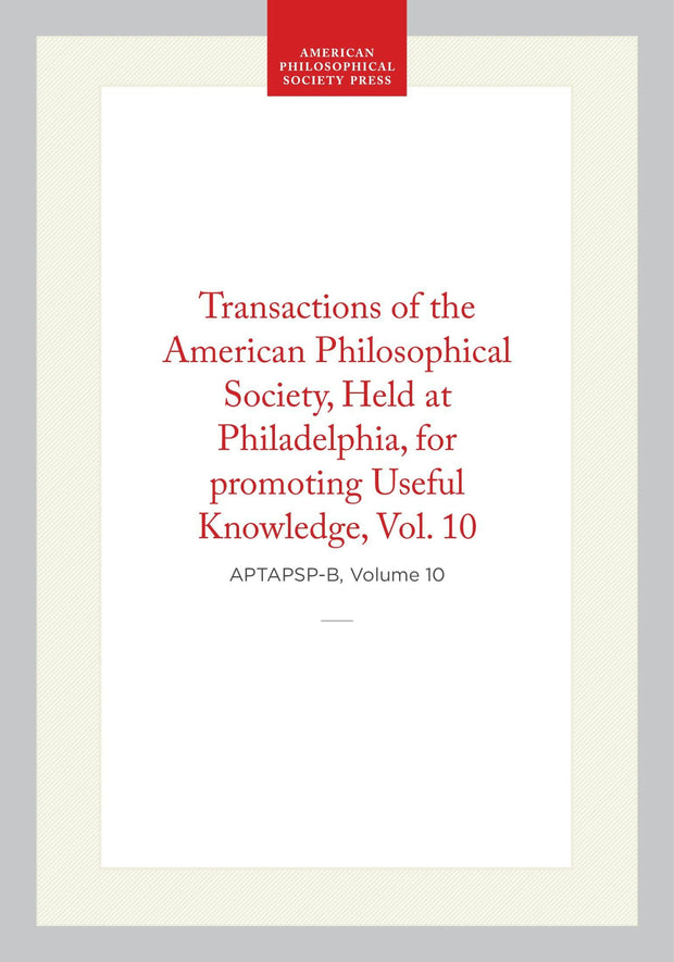 Cover image for Transactions of the American Philosophical Society, Vol 10, 1853, isbn: 9798893984521