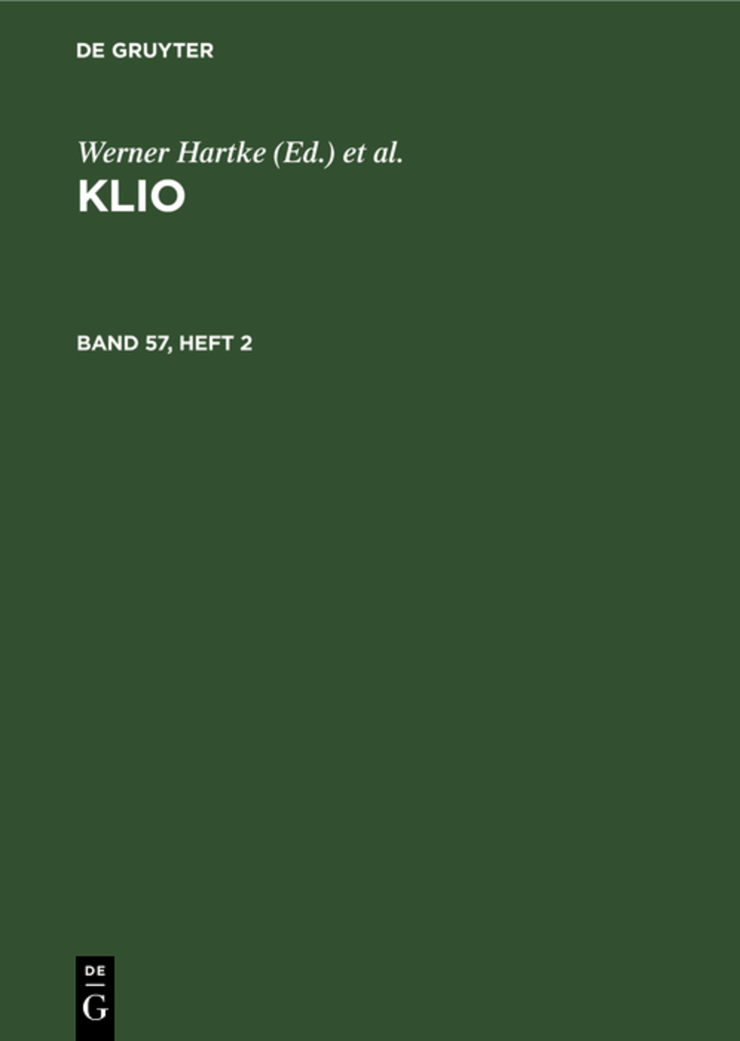 Klio. Band 57, Heft 2