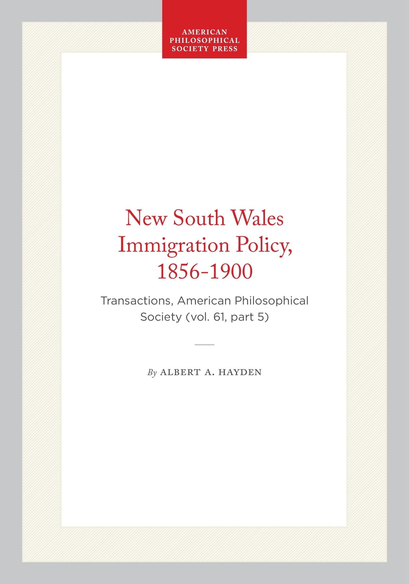 New South Wales Immigration Policy, 1856-1900