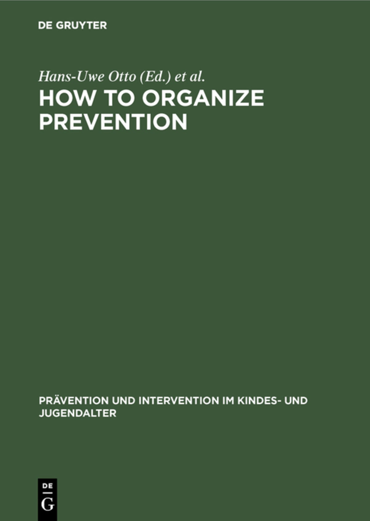 Cover image for How to Organize Prevention ISBN 9783110135367
