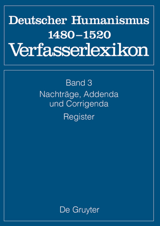 Nachträge, Addenda, Corrigenda, Register