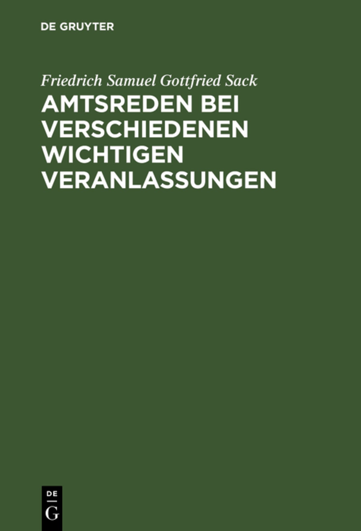 Cover image for Amtsreden bei verschiedenen wichtigen Veranlassungen ISBN 9783111116129