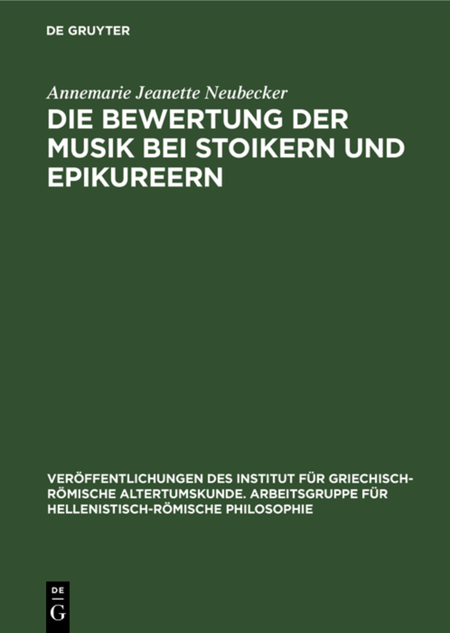 Die Bewertung der Musik bei Stoikern und Epikureern
