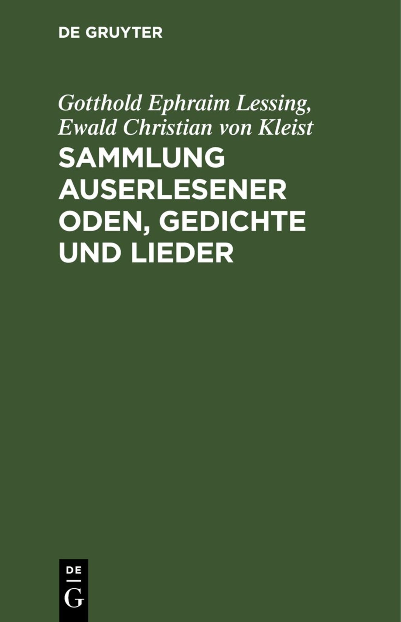 Sammlung auserlesener Oden, Gedichte und Lieder
