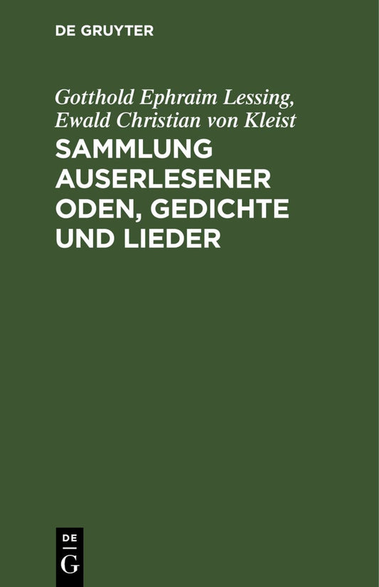 Sammlung auserlesener Oden, Gedichte und Lieder