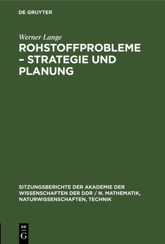 Rohstoffprobleme – Strategie und Planung