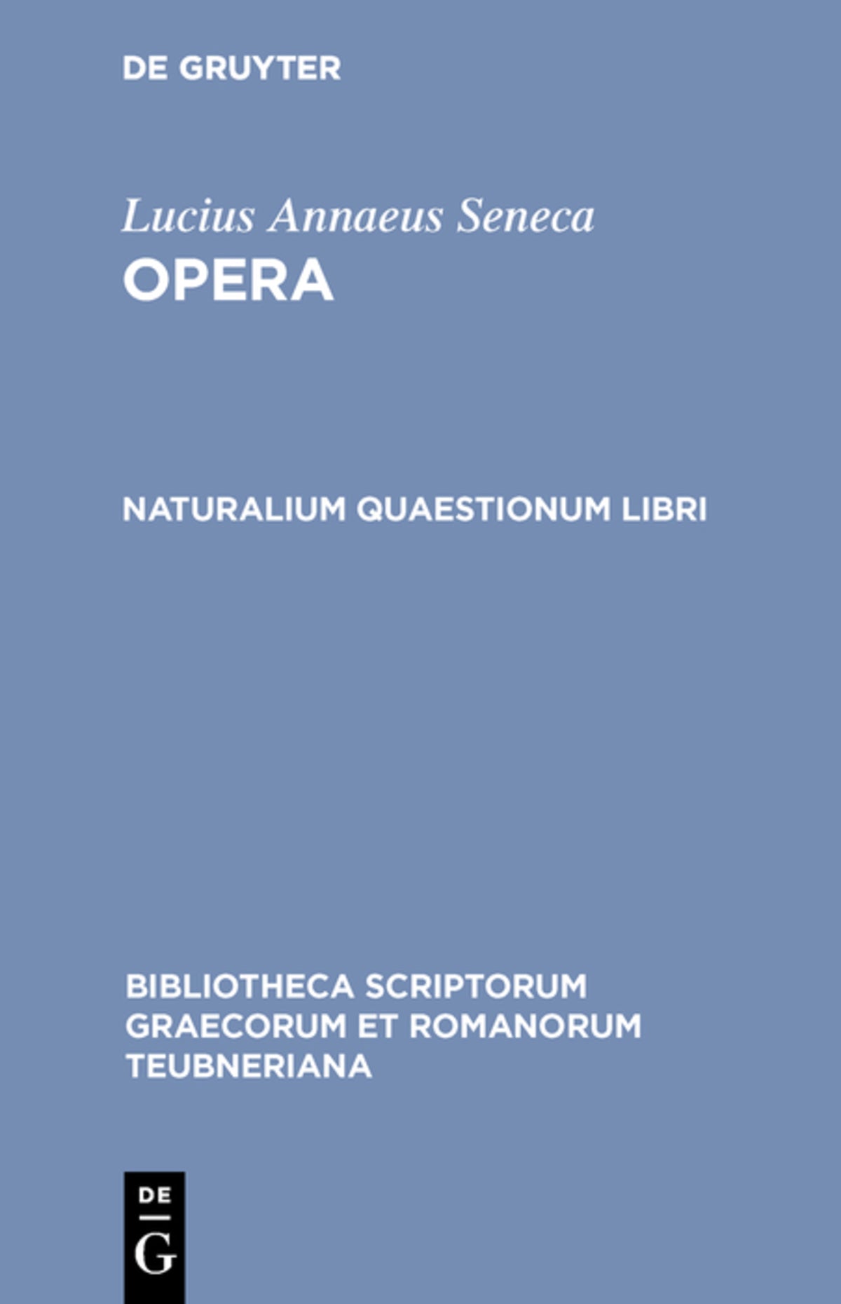Cover image for Naturalium quaestionum libri ISBN 9783598717925