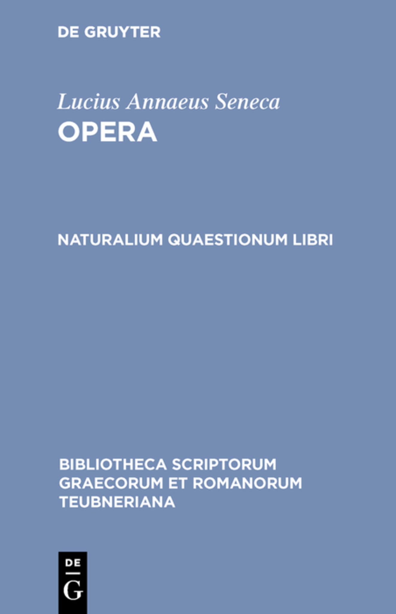 Cover image for Naturalium quaestionum libri ISBN 9783598717925