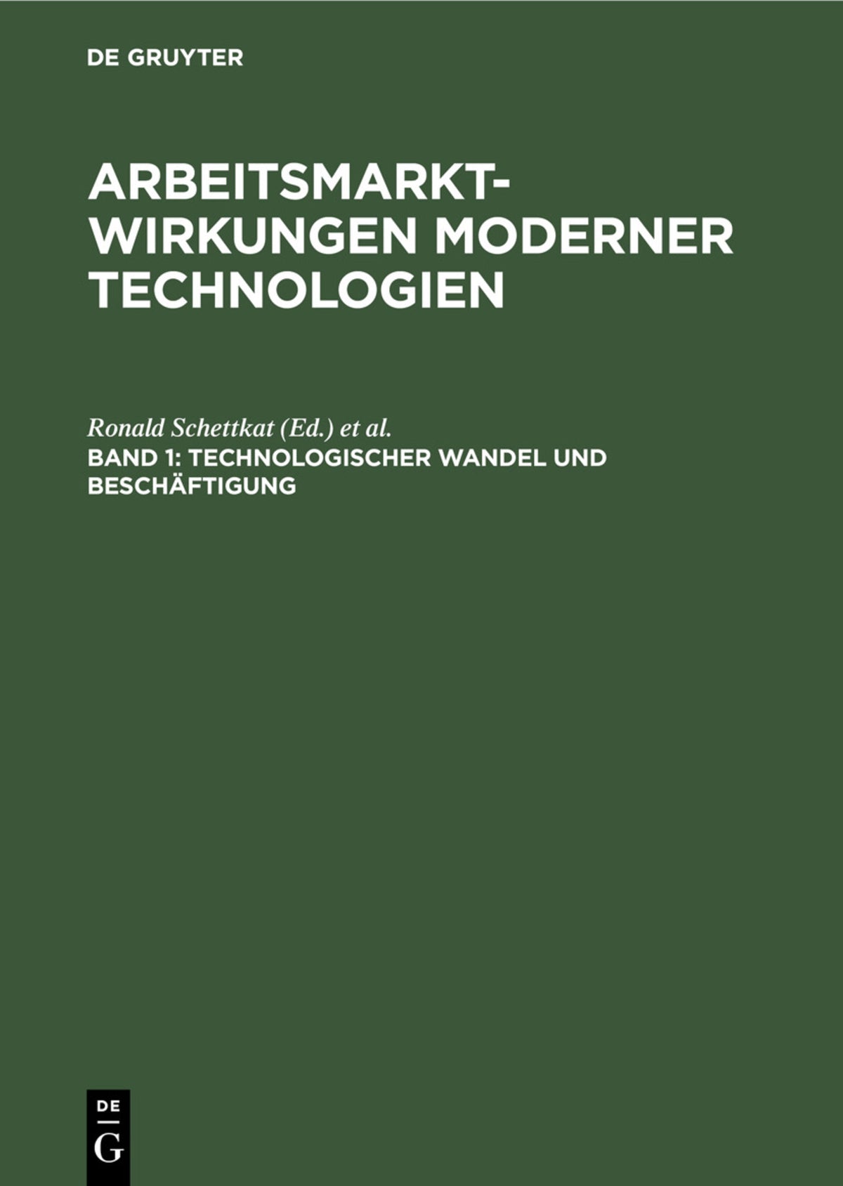 Cover image for Technologischer Wandel und Beschäftigung ISBN 9783112418277
