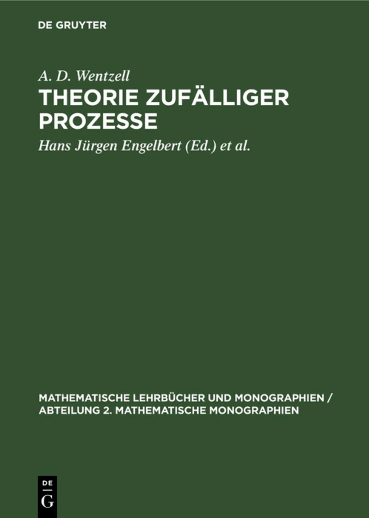 Cover image for Theorie zufälliger Prozesse ISBN 9783112650790