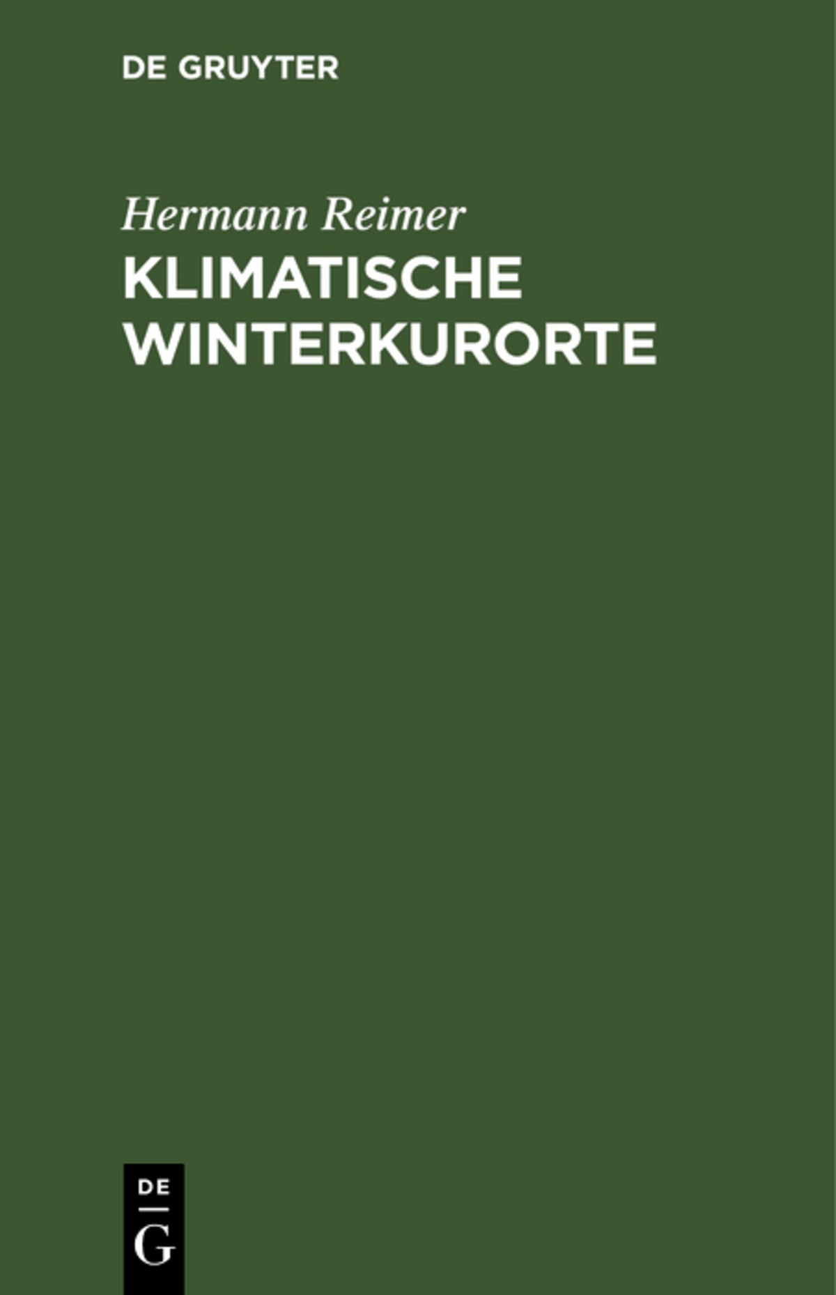 Cover image for Klimatische Winterkurorte ISBN 9783112389751