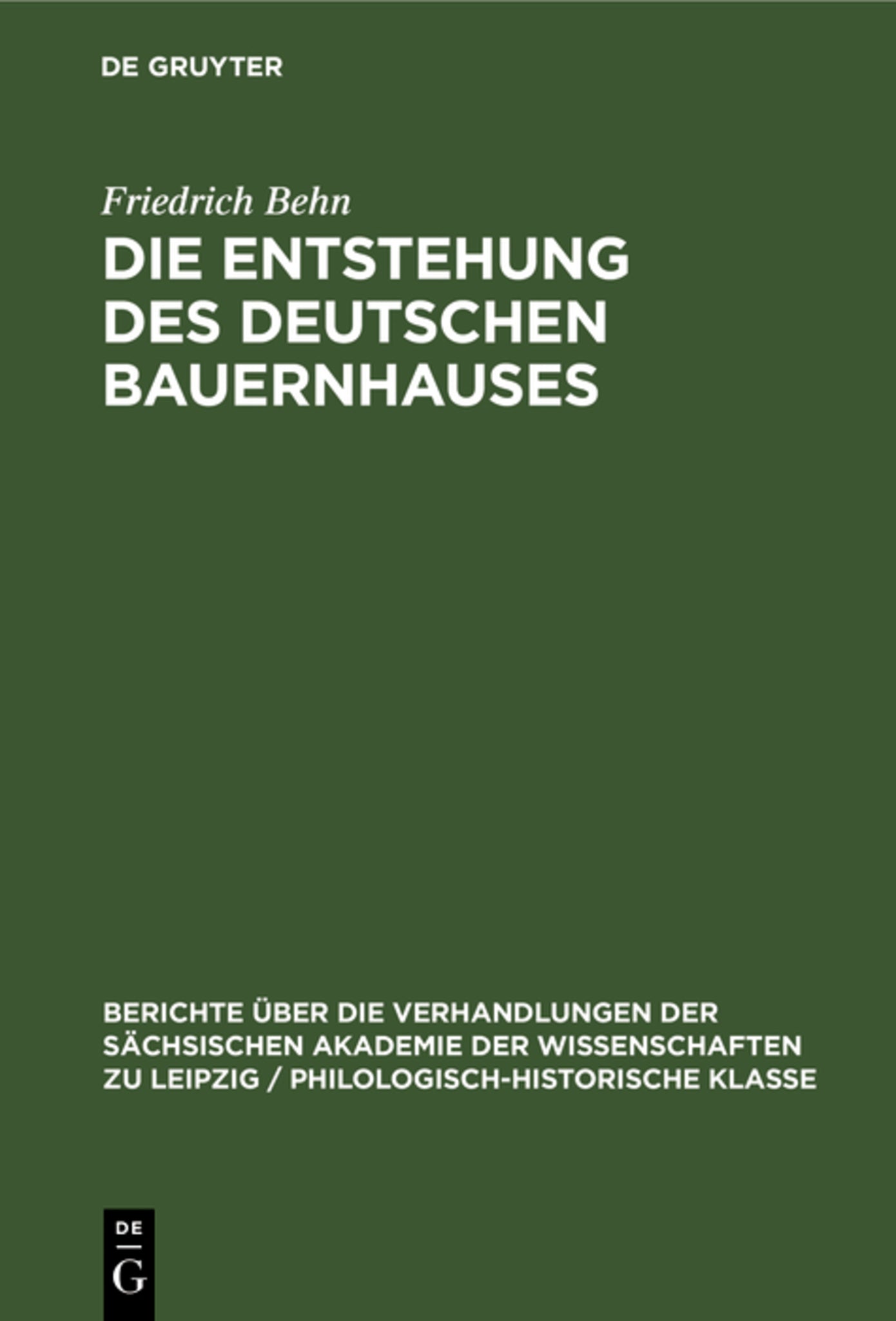 Die Entstehung des Deutschen Bauernhauses