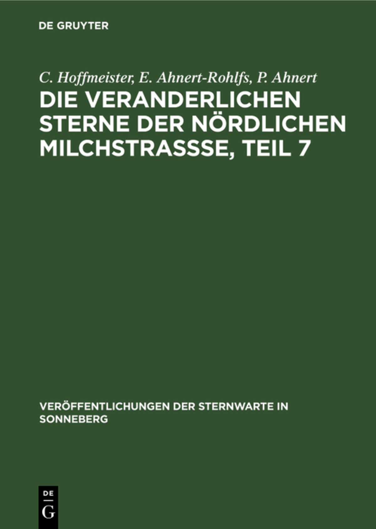 Die veranderlichen Sterne der nördlichen Milchstraßse, Teil 7