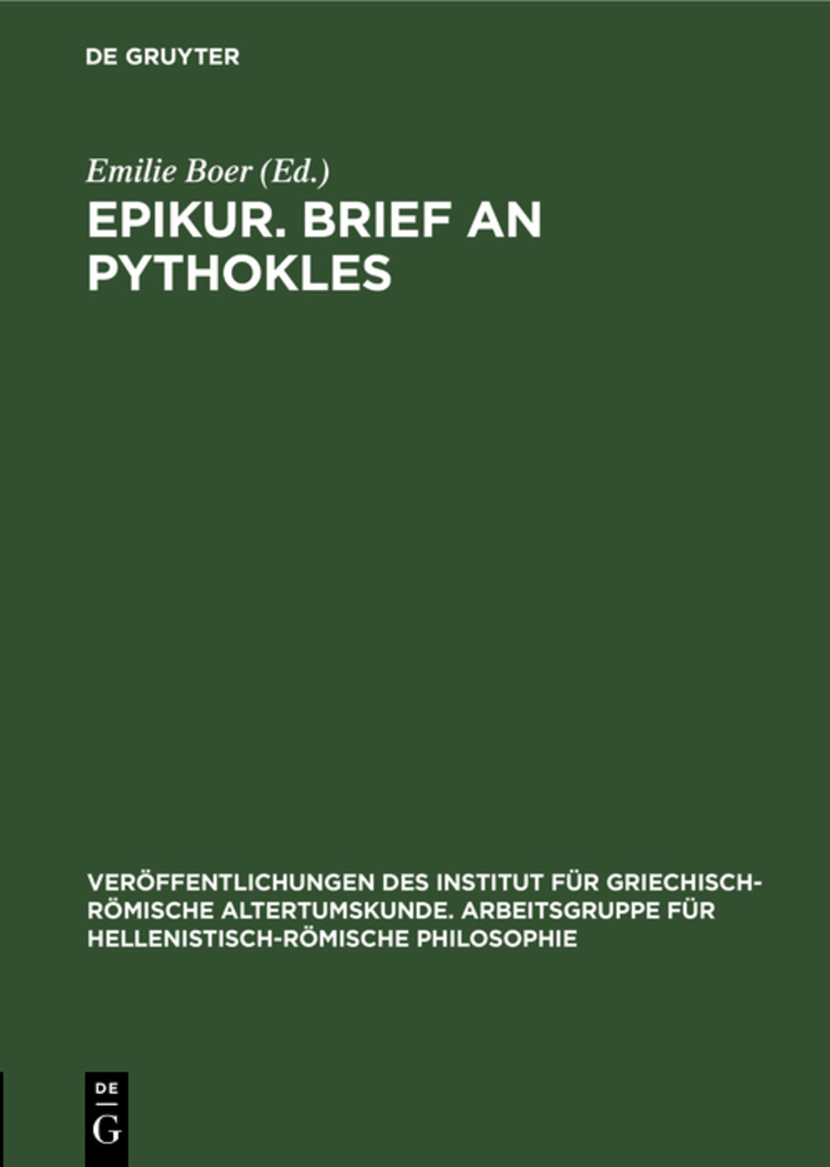 Cover image for Epikur. Brief an Pythokles ISBN 9783112579916