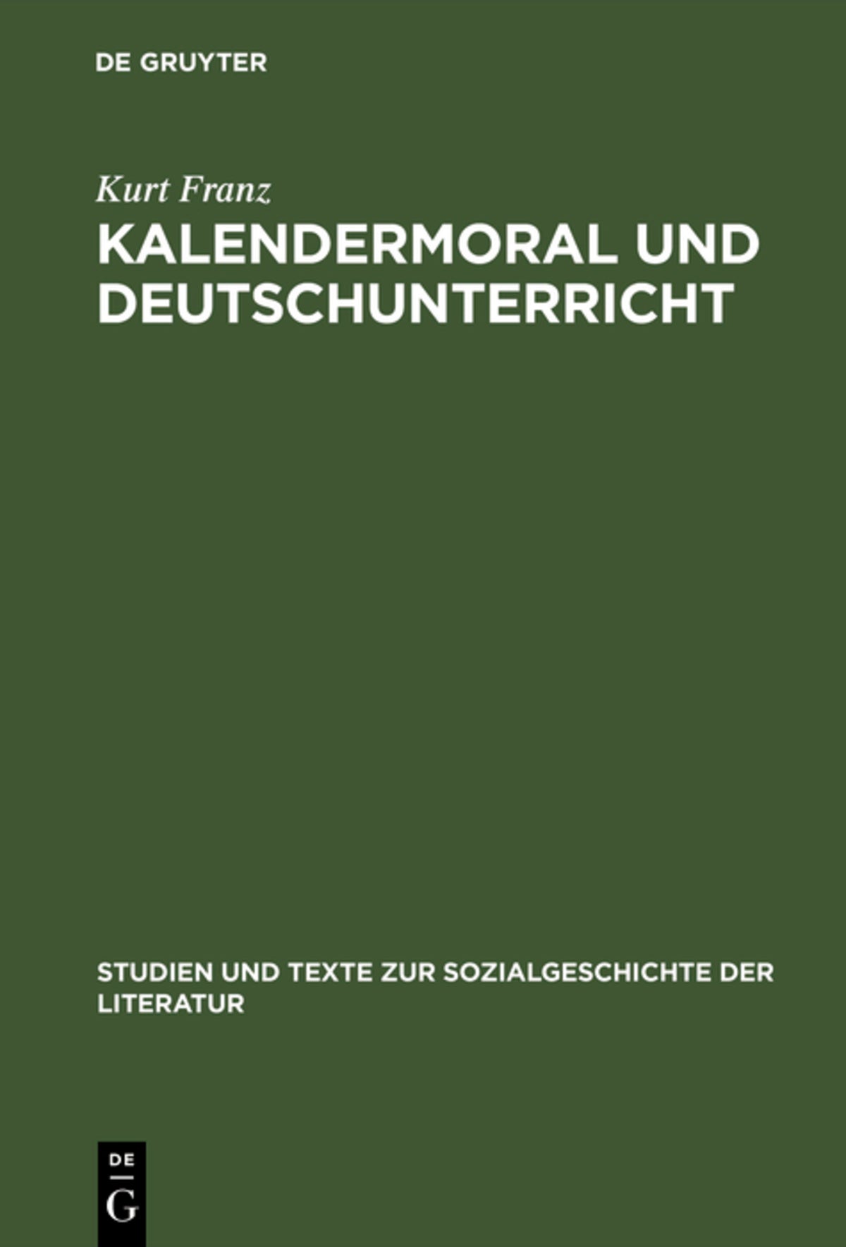 Cover image for Kalendermoral und Deutschunterricht ISBN 9783484350441