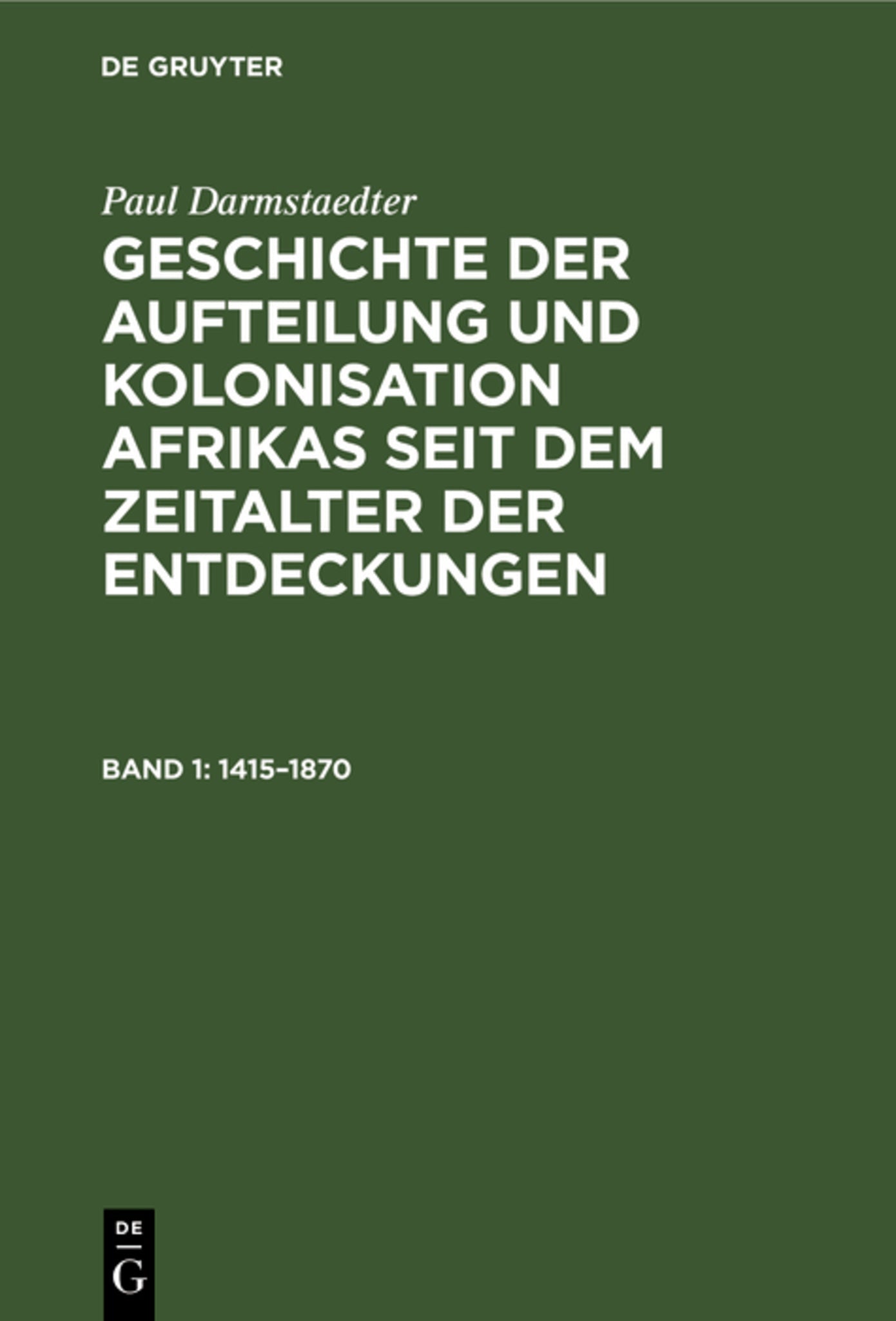 Cover image for 1415–1870 ISBN 9783112685693