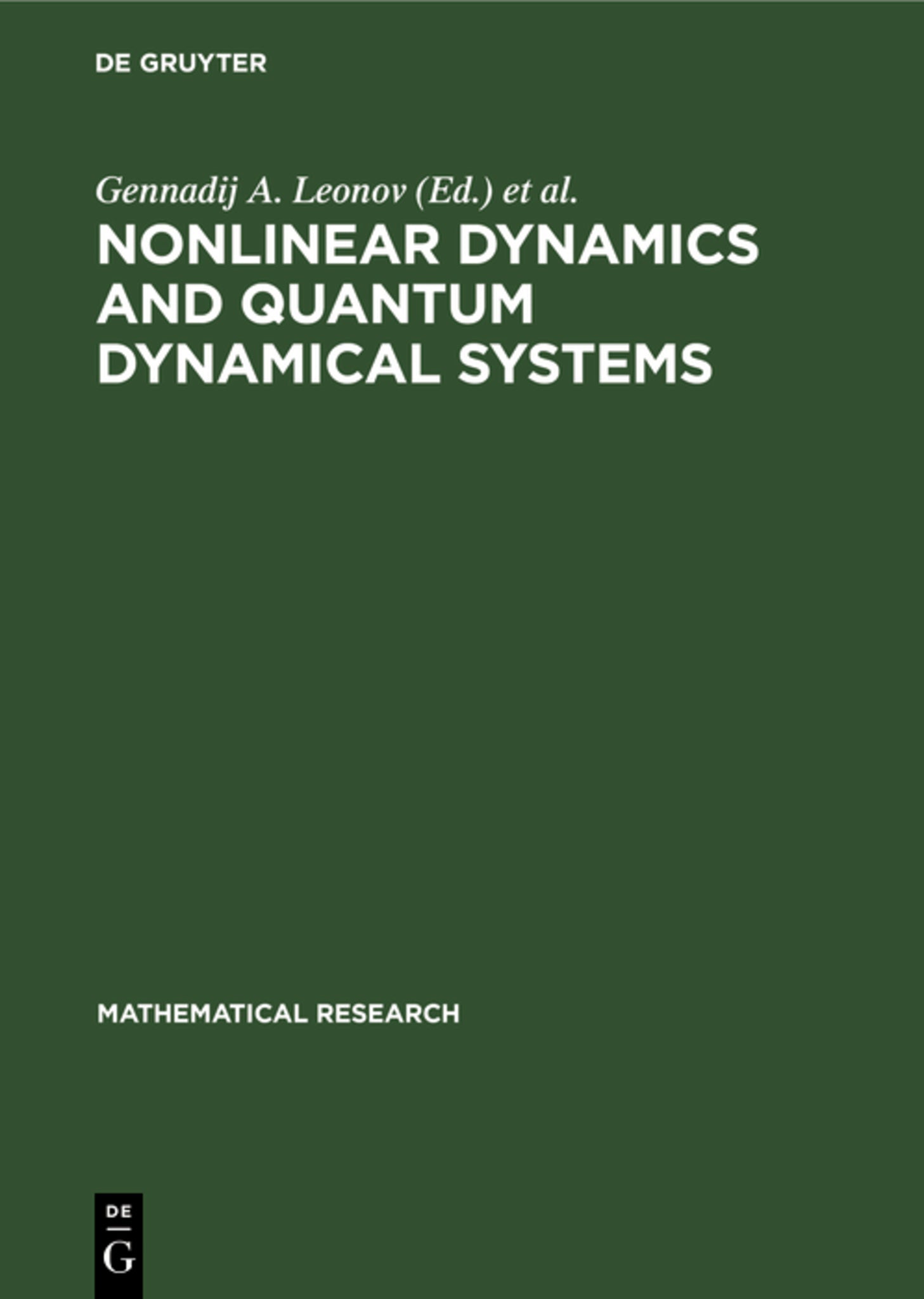 Cover image for Nonlinear Dynamics and Quantum Dynamical Systems ISBN 9783112581438