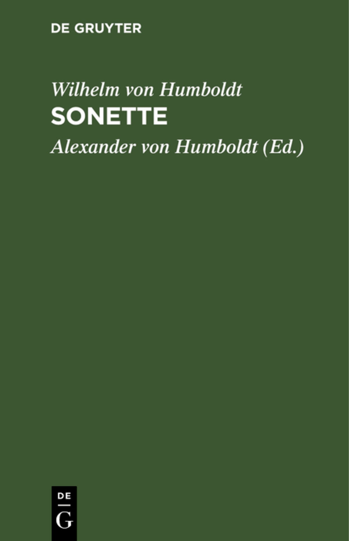 Cover image for Sonette ISBN 9783111123295