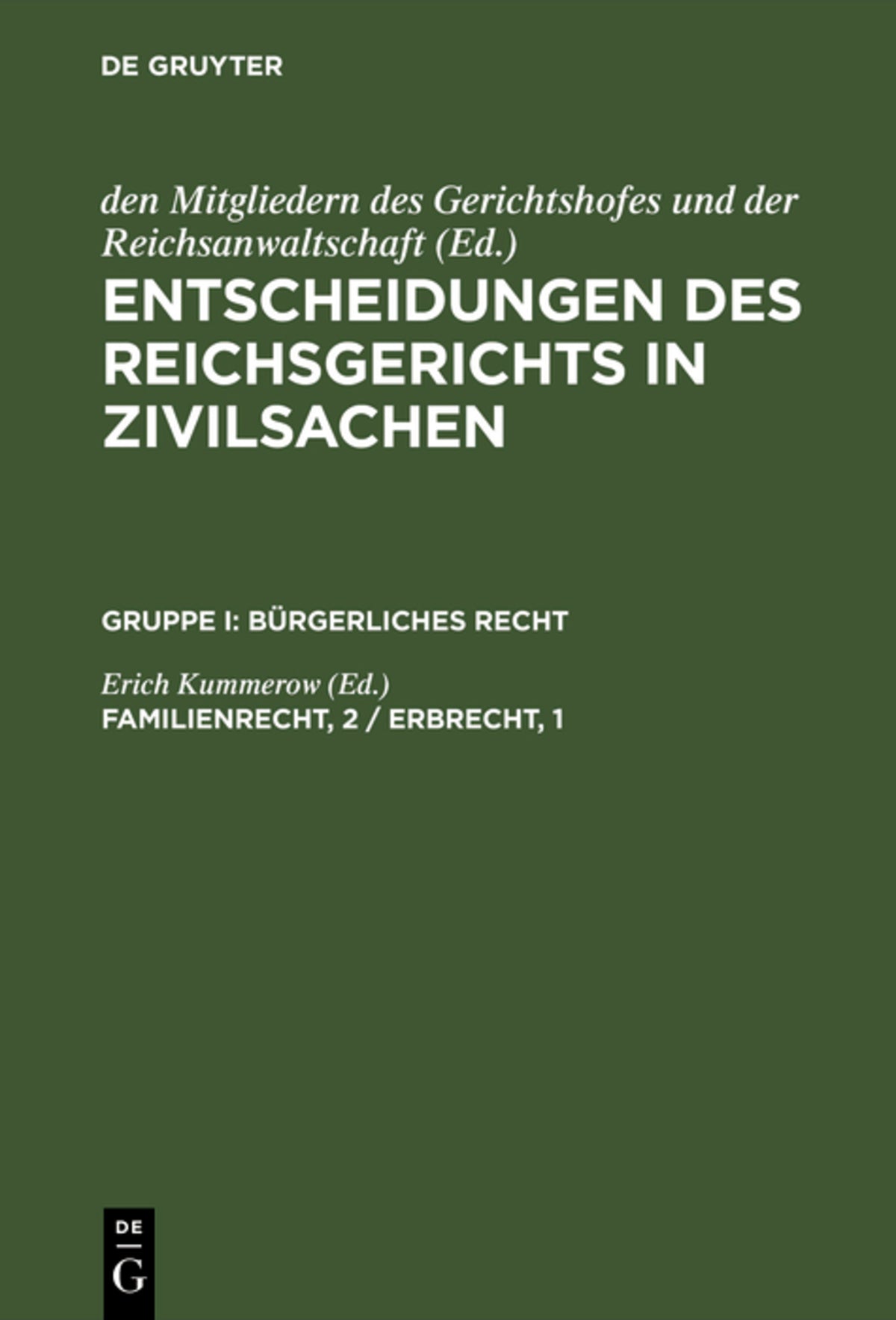 Cover image for Familienrecht, 2 / Erbrecht, 1 ISBN 9783110987416