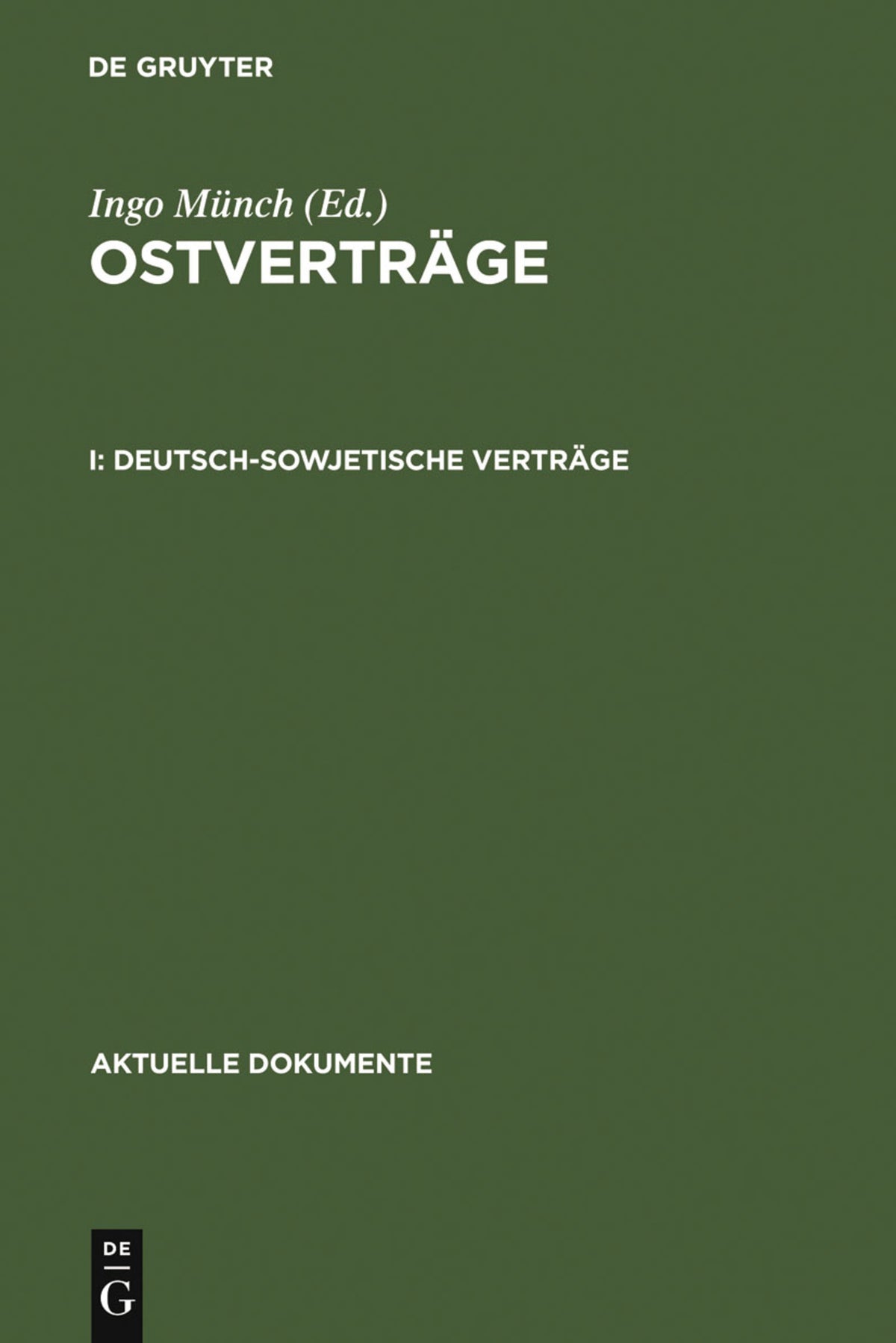 Cover image for Deutsch-sowjetische Verträge ISBN 9783110039337