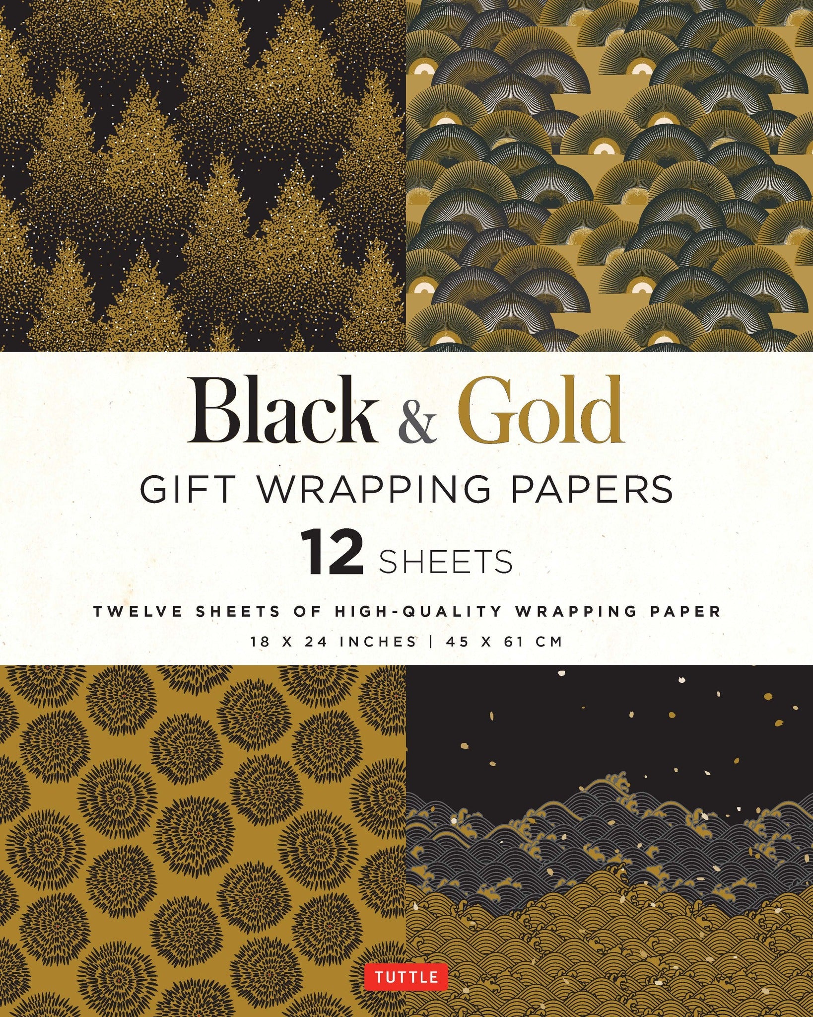 Cover image for Black & Gold Gift Wrapping Papers - 12 Sheets ISBN 9780804852104