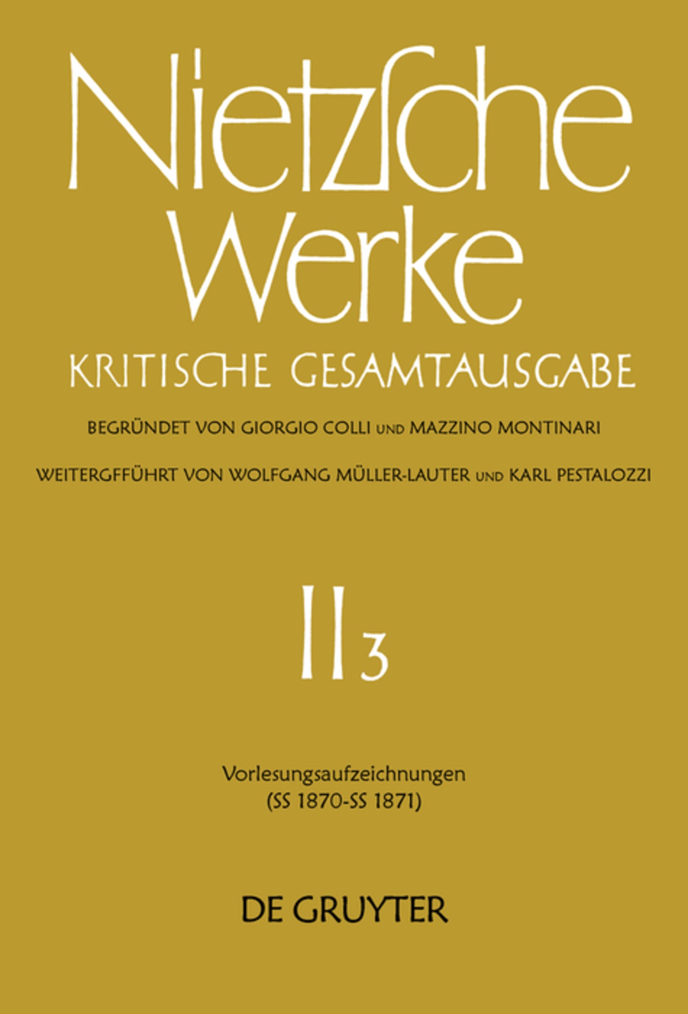 Vorlesungsaufzeichnungen (SS 1870 - SS 1871)