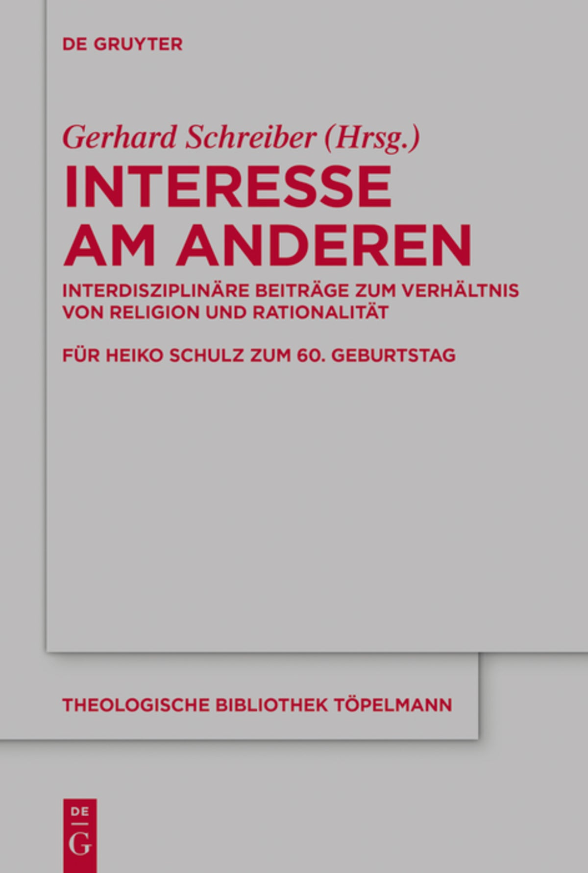 Cover image for Interesse am Anderen ISBN 9783110659580