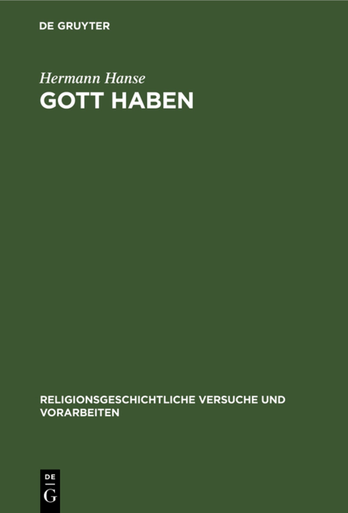 Cover image for Gott Haben ISBN 9783112463376
