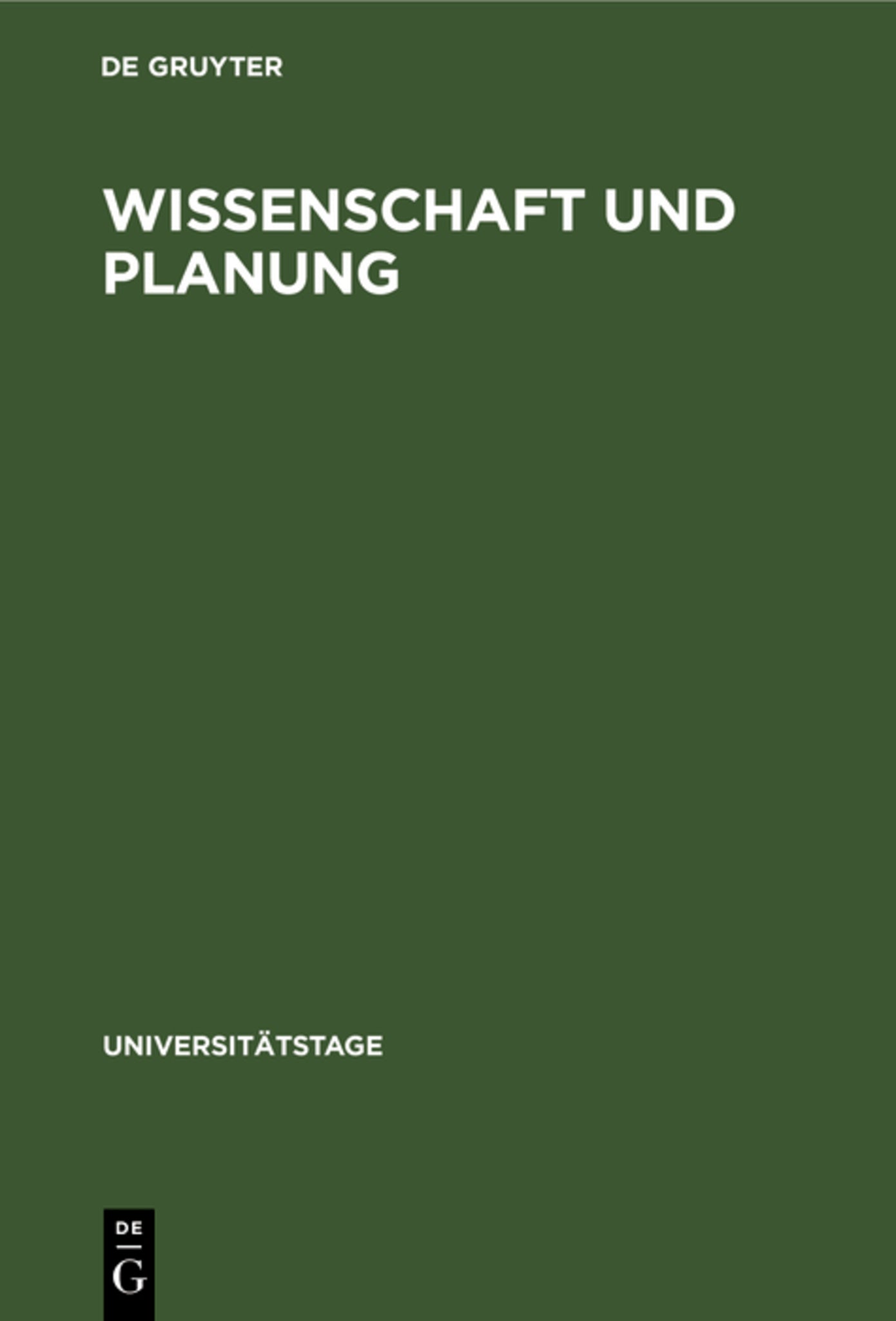Cover image for Wissenschaft und Planung ISBN 9783110050257